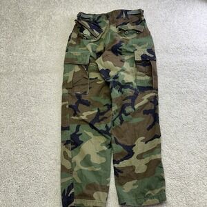 Vintage Military Combat Pants Small 29x29 Woodland Camo